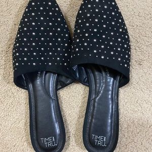 Size 11 Black Silver Beaded Slip On’s